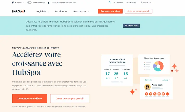 Le logiciel Hubspot. Très complet